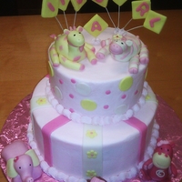 Girl Baby Shower Buttercream and the animal and made out of gumpaste and fondant