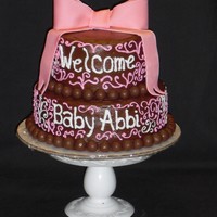 Pink And Brown Baby Shower Cake 
