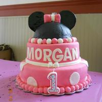 3 Tier Minnie Mouse First Birthday Cake *3 tier Minnie Mouse first birthday cake.