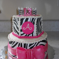 Hot Pink And Zebra 13Th Birthday Cake 8 Round Bottom 6 Hex Top Hot Pink and Zebra 13th birthday cake. 8" round bottom, 6" hex top.