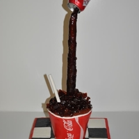 Coca-Cola Cake Made this for a friend who loves Coca-cola. The soda is hard candy sugar I pulled over a wooden dowel and the rest broken into pieces to...