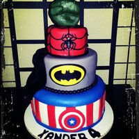 Superhero Cake *Superhero birthday cake, Captain America, Batman, Spiderman and Hulk.
