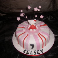 Hello Kitty made for a little girl and the buyer never turned up, still really pleased with it though, all handmade, the figure is sugar paste