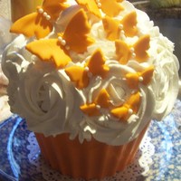 Large Cupcake strawberry cake with buttercream and the bottom is orange chocolate