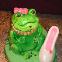 Froggy Cake White cake covered with fondant and airbrushed