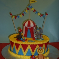 The Maurer Circus 11" BC cake with all hand-made fondant decorations. This was for a friend who recently added THREE children to her family in the space...