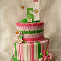 Pink And Green Girly Cake Our friend requested a girly girl cake and this is what I came up. It's a homemade yellow cake with Swiss Meringue frosting and...