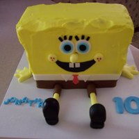 Sponge Bob Yellow cake with raspberry filling and buttercream frosting.