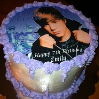 Justin Bieber Cakes vanilla cakes, used edible cake toppers, buttercream accents. Two separate cakes with same theme, so decided to post together