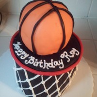 Basketball Cake Basketball cake. ball is made out of rice krispies treat.