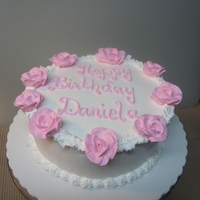 Happy Birthday Cake 8 inch round, two layer, covered with pastry pride.