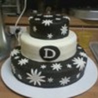 Black N White Cake Bottom tier is chocolate fudge n french vanilla cake w/ strawberry-banana filling. Middle tier is red velvet cake w/ strawberry cream...