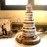 Vintage Rustic Naked Wedding Cake With Fresh Berries Accents Vintage rustic naked wedding cake with fresh berries accents