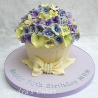 Giant Cupcake Decorated To Look Like A Hydrangea Plant With Fondant Bow For A Friends Mums 70Th Birthday X Giant Cupcake decorated to look like a Hydrangea plant, with fondant bow for a friends Mum's 70th Birthday x
