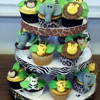 Safari Themed Baby Shower Cupcakes Mom to be wanted a safari themed baby shower. Handmade fondant safari animals on top of chocolate, vanilla and lemon cupcakes. They were a...