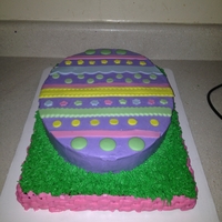Easter Egg Cake egg iced on butter cream- fondant accents