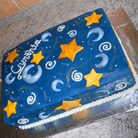 Moons And Stars Birthday Cake Iced in BC. Moons and stars are painted and luster dusted fondant (tried to go for an antique look with the painting). Luster dust is...