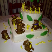 9 Monkeys My grandaughter wanted a monkey cake for her 9th birthday. My first attempt at fondant animals.
