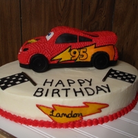Lightning Mcqueen This was a Lightning McQueen cake for a friend's son's 4th birthday. He is a huge Cars fan.