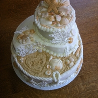 Shell Beach Wedding Cake My first attempt at a wedding cake. Bride needed it for an open house wedding reception. She wanted a "heart in the sand" themed...