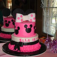 Minnie Mouse all buttercream and fondant accents (ears, bows and skirt)