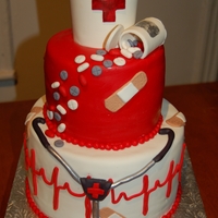 Nurse Cake Chocolate cake qith layers of home made raspberries jam and chocolate buttercream. Covered in fondant. All decorations are fondant or...