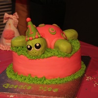 Turtle Cake Round and turtle are cake, head and limbs are Rice Krispie treats, all fondant covered!