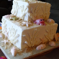 Beach Theme Baby Shower This was a Beach Theme baby shower cake. Lemon cake with raspberry filling and a Strawberry cake with sliced strawberries. The icing is a...