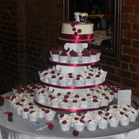 Burgundy And Silver Wedding 150+ cupcakes and a cutting cake..whew
