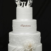 All In White Wedding Cake With Some Ri Details All in white wedding cake with some RI details..