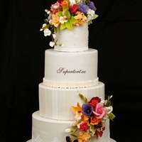 All Ivory And Bright Flowers Wedding Cake All ivory and bright flowers wedding cake.