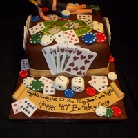 Gambling Cake All edible gambling cake, lady made from modeling chocolate, cards are gumpaste, poker chips are fondant.