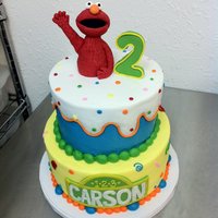 Tiered Elmo Birthday Cake Elmo, 2 and Sesame Street sin are fondant, the rest is buttercream.