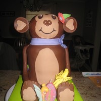 Pretty Monkey Cake This was done for my daughters 3rd birthday. bottom 6 inch squ, 2 6 inch round, head was 2 bowls put together. Legs were cereal treats...