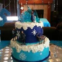 Frozen Themed Cake 8 And 12 Rounds Covered With Yummy Vanilla Buttercream This Is My First Big Cake That I Didnt Cover With Fondant Frozen themed cake -- 8" and 12" rounds covered with yummy vanilla buttercream. This is my first big cake that I didn't...