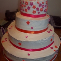 Orange And Pink Blossom Wedding Cake i made this cake for my brother's wedding. they wanted a cream cheese frosting, and the orange and pink blossoms.