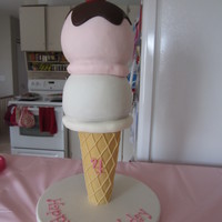 Ice Cream Cake A vanilla cake with chocolate buttercream, a chocolate cake with oreo swiss meringue buttercream and covered in fondant.