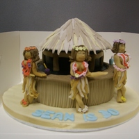 Hula Girls this is a beach hut cake with hula girls the party was beach themed !!all sugarpaste