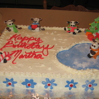 Mooooorry Christmas This was a Christmas cow cake. It was my first true fondant cake made from MMF. Everything was edible except for the cow skating. He had...