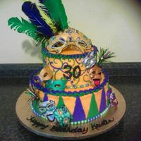 Vanilla Cake With Butter Cream Frosting The Little Masks Are Made Out Of Chocolate And The Mask On Top I Made Using Gumpaste The Only Thin... vanilla cake with butter cream frosting, the little masks are made out of chocolate and the mask on top I made using gumpaste. The only...