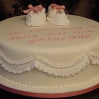 Christening Cake With Gum Paste Baby Booties 