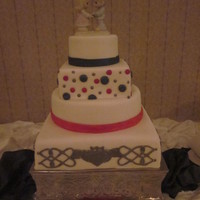 Metallic Purple/pink/silver Cake With Precious Moments Cake Topper 