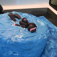 Scuba Diver Cake frosted cake with fondant scuba diver