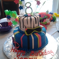 Electric Zebra Cake fun cake to make for any birthday, this was for an adorable 8 YO. cake is chocolate cake with cookies 'n creme filling