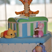 Winnie The Pooh Baby Shower Cake Baby Shower Cake for Baby Drevin. The Client asked for an elegant Winnie the Pooh cake with bows and characters. The orginal plan was to...