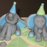 Elephant Birthday Swiss Meringue Buttercream with fondant toppers and leves