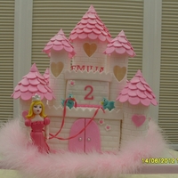 Disney Princess Castle Cinderella Castle with bluebirds, Stawberry marble spong cake with shimmer turrets.