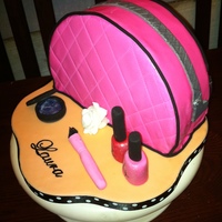 Make-Up Bag Cake A choclate and vanilla marble cake with chocolate fudge icing for my friend who is professional make-up artist