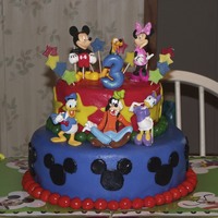 Mickey Mouse Cake I made this cake for my 3 year old son Ryan for his birthday. This was the first cake I ever made with 2 tiers and fondant. The layers of...
