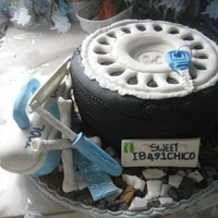 Car Tyre And Tools this cake i made for an engineer and i still think it is one of my best cakes ever. i used a 9 inches pan for the tyre, modelling paste for...
